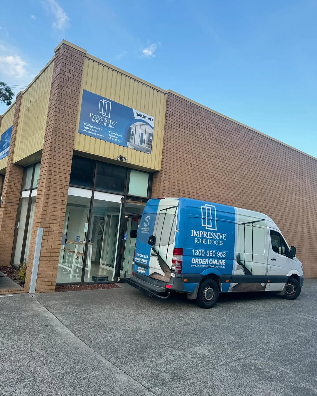 Impressive Robe Doors showroom and branded van